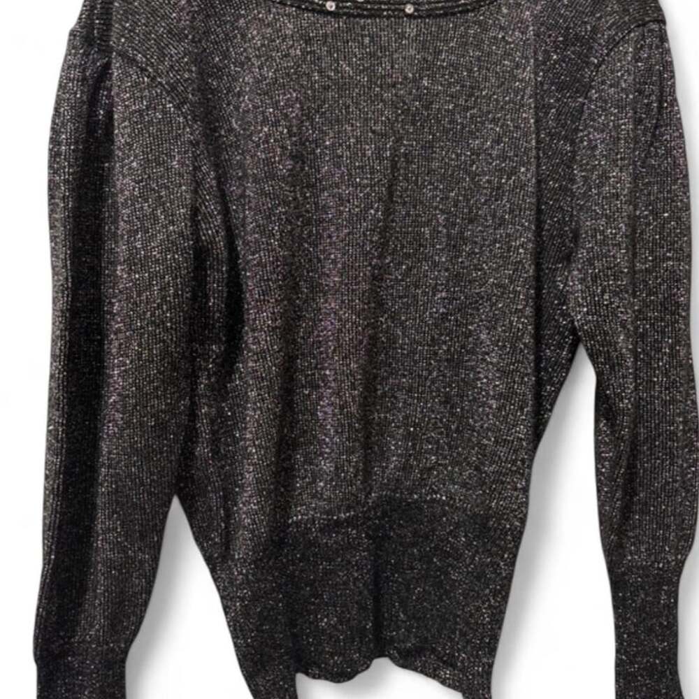 Regency Collection for Joyce Glitter V-Neck Sweater Size M Black